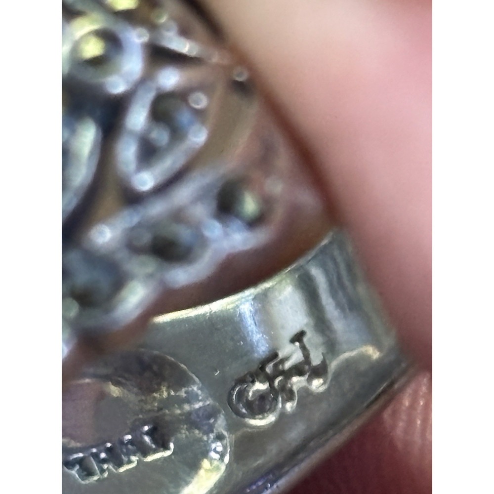 Vintage Signed 925 Sterling Silver Marcasite CZ Band Ring Size 6 - Picture 3 of 8